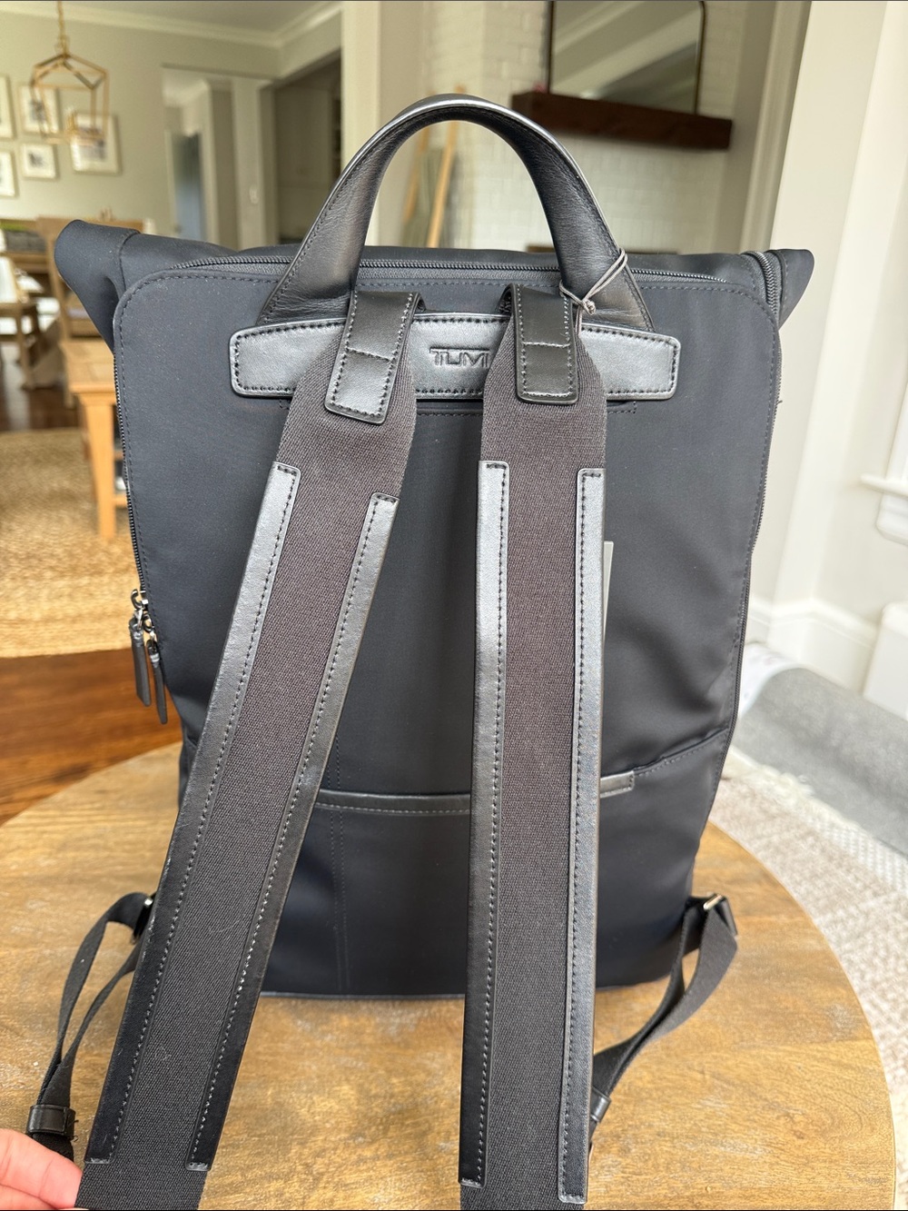 Tumi Black Nylon Roll-Top Backpack with Front Zip Pocket - Picture 4 of 11